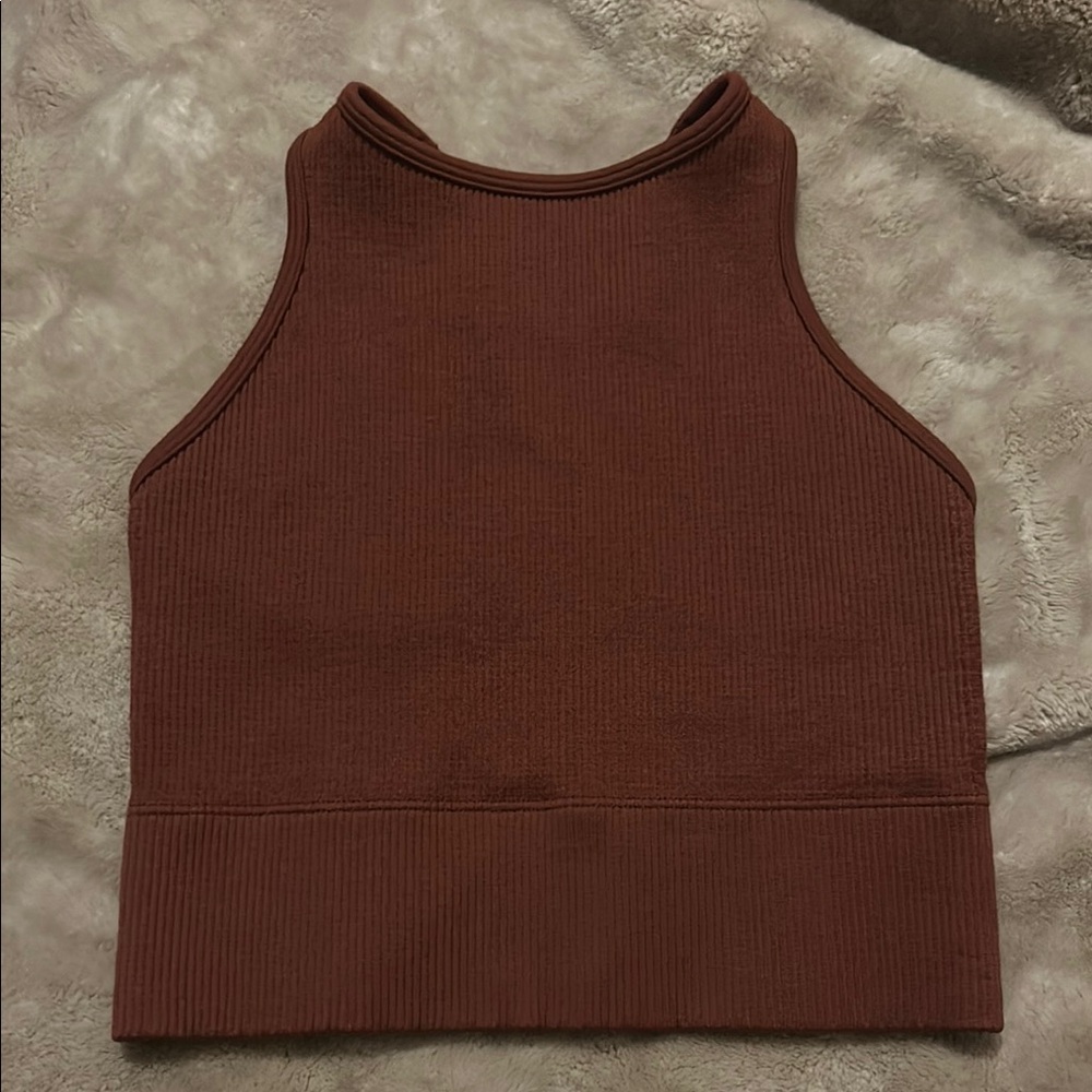 Women's Cropped Brown Sleeveless Top